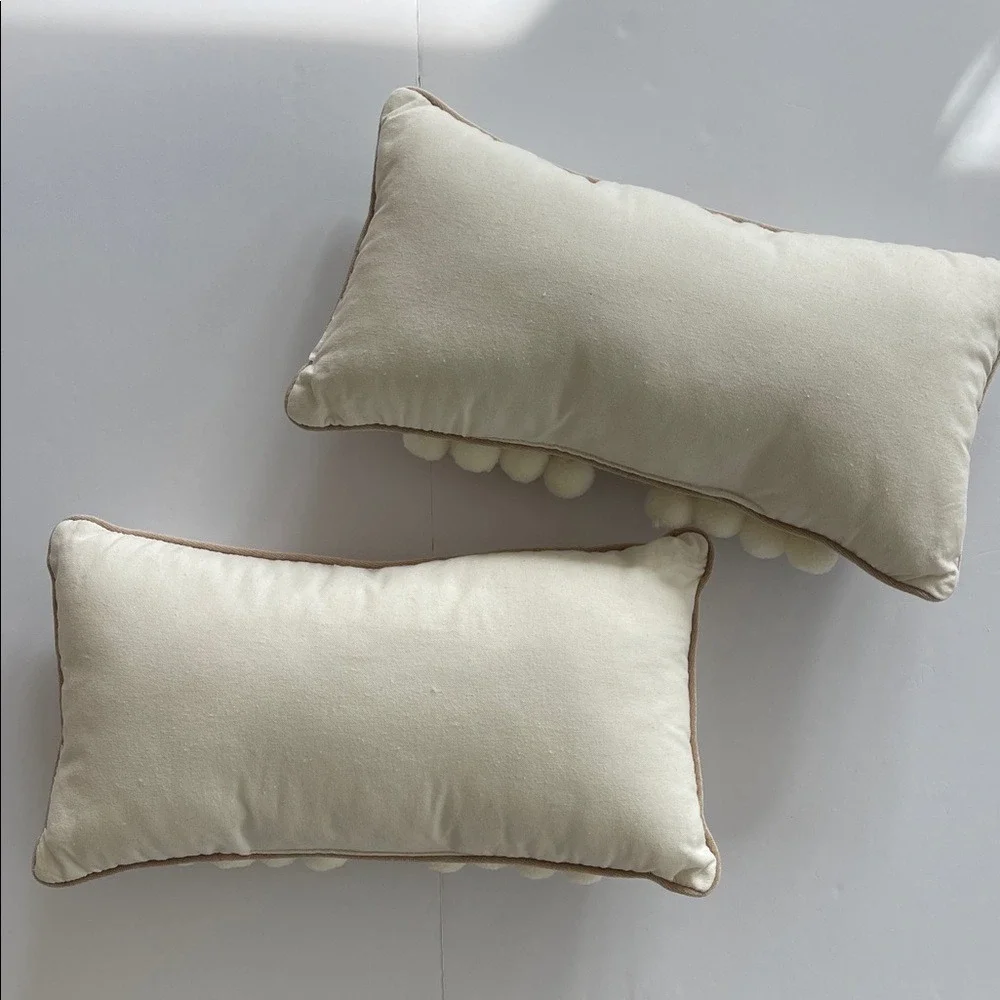 Rainbow Embroidered‎ PomPom Boucle Boho Throw Pillows Set